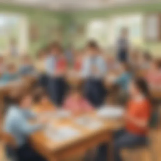 A classroom setting with children engaged in learning activities