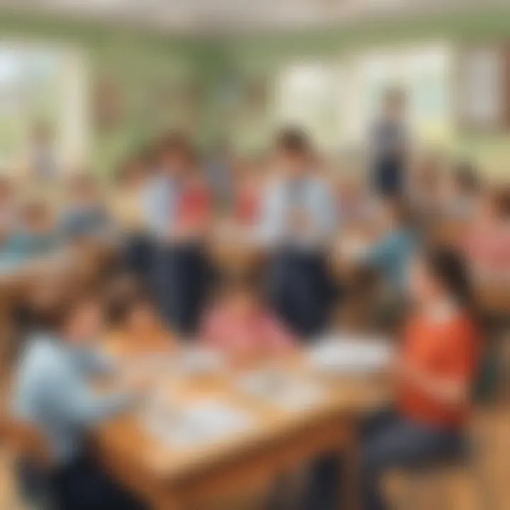 A classroom setting with children engaged in learning activities