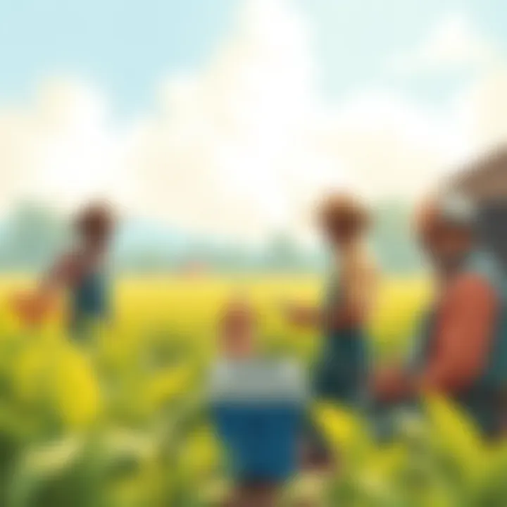 Farmers working with technology in modern agriculture