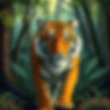 Tiger in Forest Habitat A majestic tiger in dense forest habitat