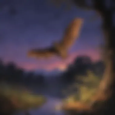 Nocturnal Hunters: Bats in Action A bat hunting for insects at dusk