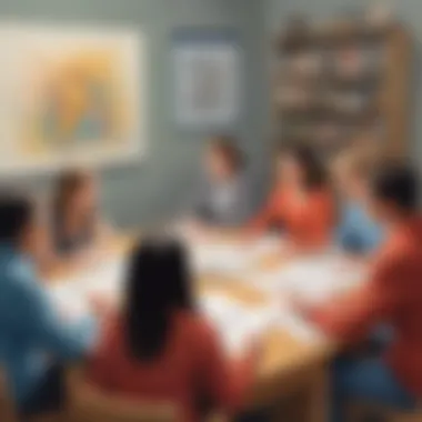 Facilitating Creativity A creative writing teacher facilitating a brainstorming session with aspiring writers