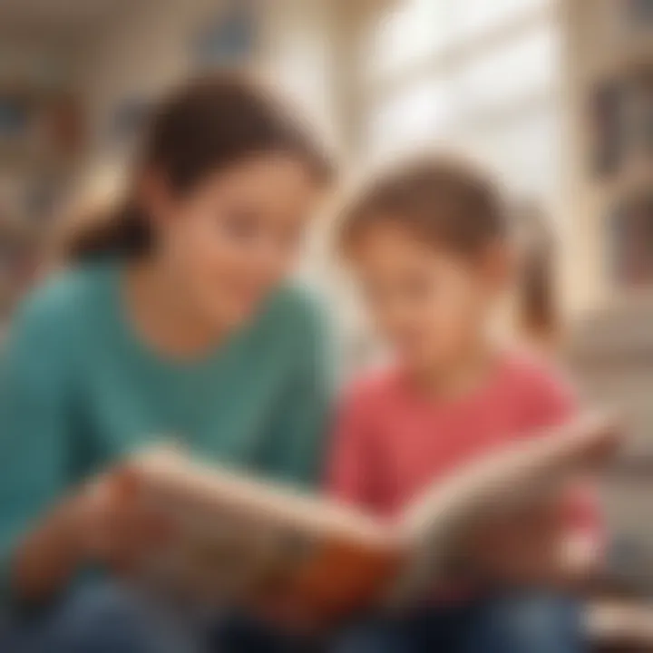 A parent and child engaged in a lively reading session.