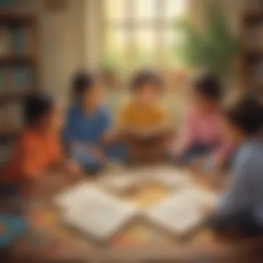 A diverse group of children participating in a reading circle.