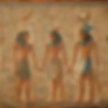 Detail of hieroglyphics and symbols in ancient art