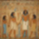 A vibrant ancient Egyptian mural depicting the afterlife