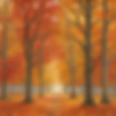 Autumn trees with colorful leaves in shades of orange, red, and yellow