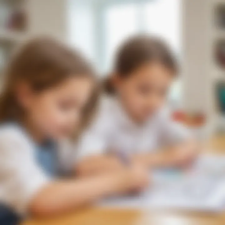 Children engaging with printable colouring sheets, showcasing creativity