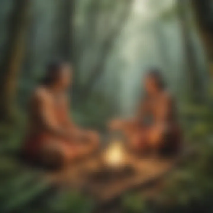 Indigenous community engaged in traditional practices