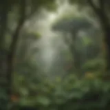 Lush rainforest canopy showcasing diverse flora