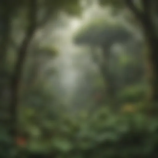 Lush rainforest canopy showcasing diverse flora
