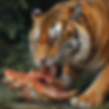 Tiger devouring its catch