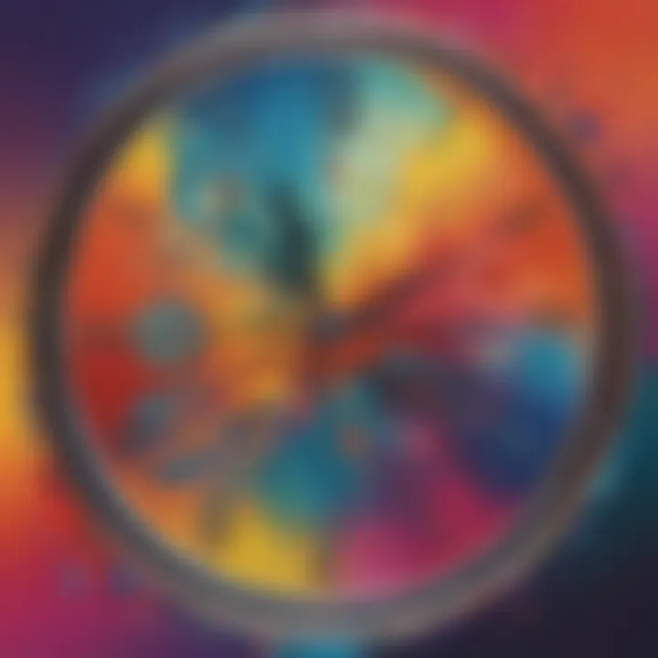 Abstract representation of a clock melting into vibrant colors