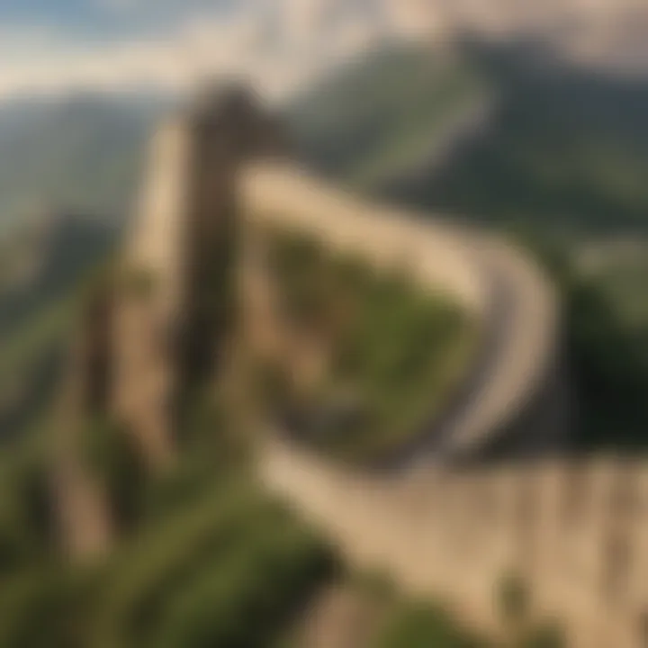 An artistic representation of the Great Wall of China symbolizing dynastic engineering.