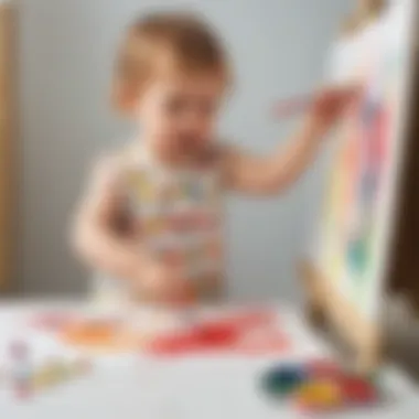 2-year-old toddler painting creatively