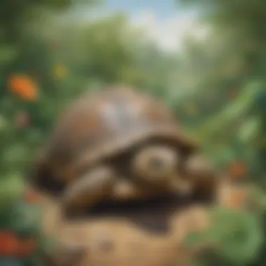 Tortoise exploring diverse ecosystem