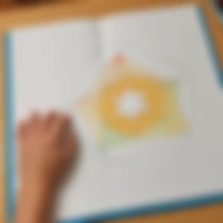 Kindergarten student focused on tracing shapes on a workbook
