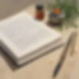 A tranquil setting with a blank diary and a fountain pen