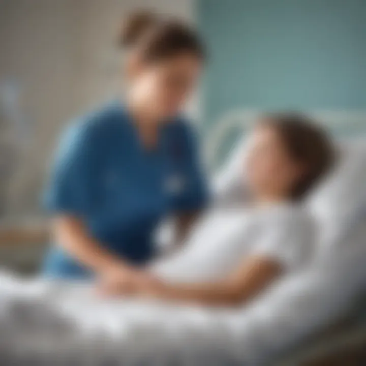 Nurse comforting a child in a hospital bed