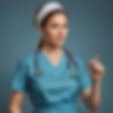 Nurse in scrubs holding a stethoscope