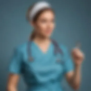 Nurse in scrubs holding a stethoscope