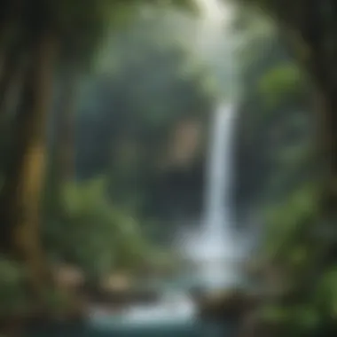 Waterfall Serenity Majestic tropical rainforest waterfall