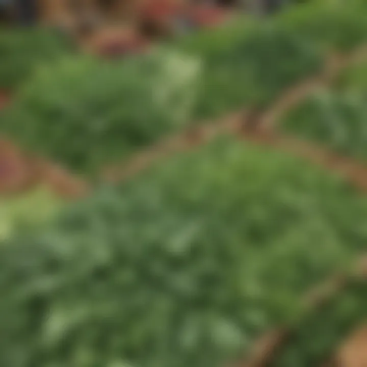 Variety of Leafy Greens in Market Stall