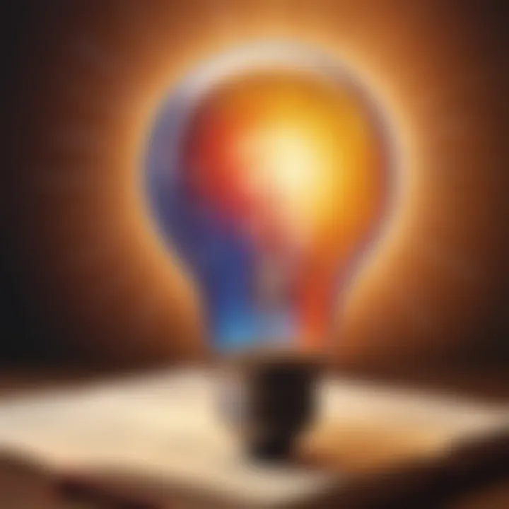 Illustration of a light bulb radiating blended phonics words