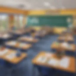 A well-organized classroom setup with learning resources