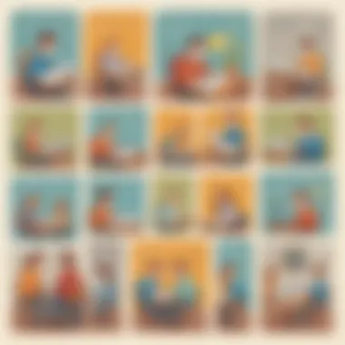Illustration showing various types of cognitive aptitude tests in an educational setting.