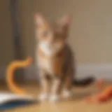 Illustration of a playful cat chasing its tail