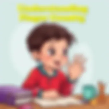 Illustration of a child engaging in finger counting activities with educational materials.