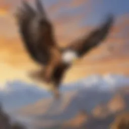 A majestic eagle soaring through the sky, showcasing instinctual hunting behavior.