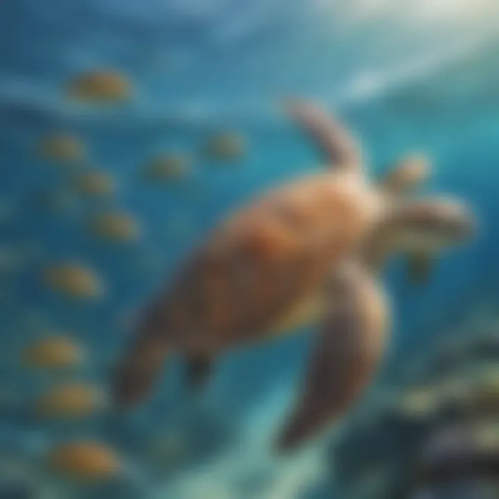 A sea turtle navigating the ocean, exemplifying instinctive migration patterns.