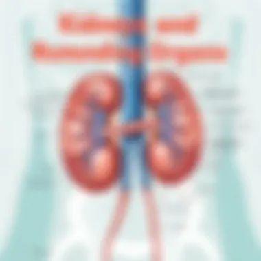 Diagram depicting the connections between kidneys and surrounding organs