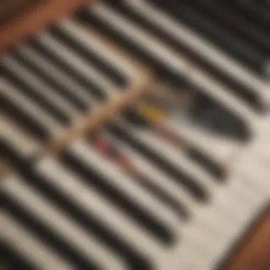 Labeled Piano Keys Close-up of piano keys with labels highlighting the notes