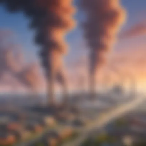 Illustration of air pollution with factories and smog