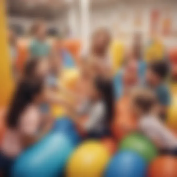 A group of children interacting and laughing together in a soft play setting, emphasizing social skills.