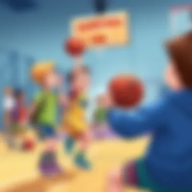 Kids in Action at a Basketball Game Ten-year-old kids participating in a basketball game