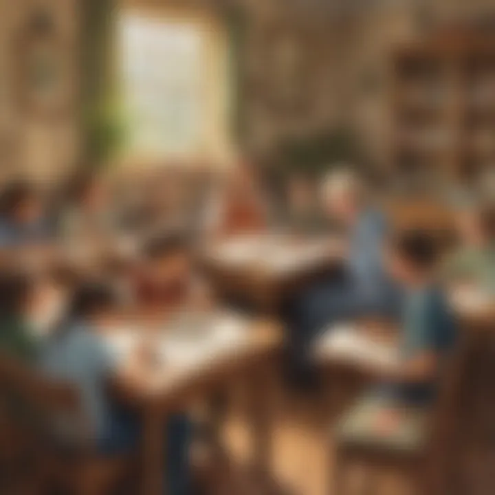 A vibrant classroom setting with children engaged in a poetry reading