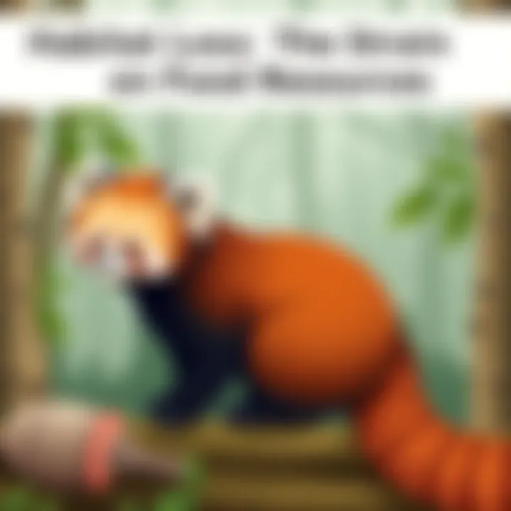 Habitat Loss: A Strain on Food Resources The impact of habitat loss on red panda food availability depicted in a visual format