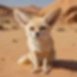 Fennec fox in its natural desert habitat, showcasing its large ears and sandy fur