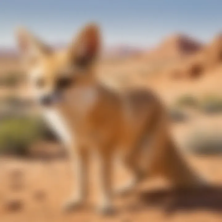 Illustration depicting the ecological role of the fennec fox within its desert ecosystem