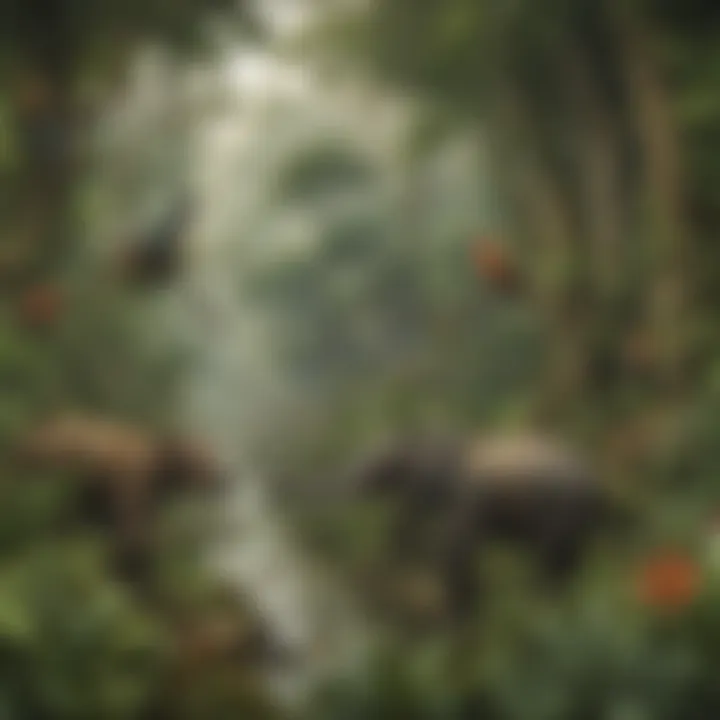 Diverse wildlife native to the Amazon ecosystem