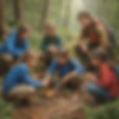 Children Discovering Outdoor Survival Skills A diverse group of children engaging in outdoor survival skills, showcasing teamwork and problem-solving.