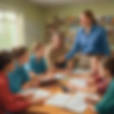 Educators Discussing Survival Skills in the Classroom A vibrant classroom setting where educators discuss survival skills with engaged students.