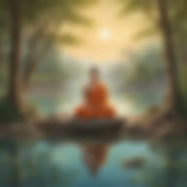 A tranquil scene of meditation reflecting the ethical practices within Buddhism.