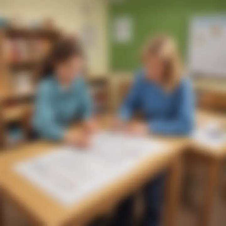 A classroom setting where children learn about measurement systems.