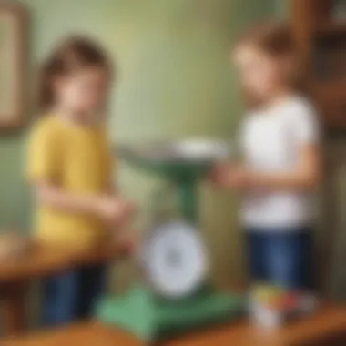Measurement Literacy through Weighing Scales Children engaging with weighing scales for measurement literacy