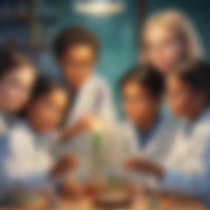 Illustration of a diverse group of children engaging in a science experiment